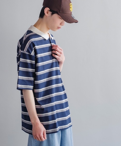 improves（インプローブス）の「レトロ ボーダー ルーズシルエット 半袖ポロシャツ（ポロシャツ・メンズ・B/A/D/E/C・LARGE/X-LARGE/MEDIUM）」の16枚目の写真