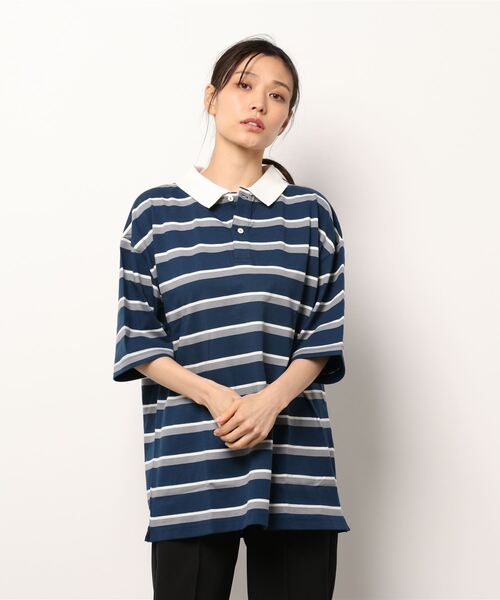 improves（インプローブス）の「レトロ ボーダー ルーズシルエット 半袖ポロシャツ（ポロシャツ・メンズ・B/A/D/E/C・LARGE/X-LARGE/MEDIUM）」の9枚目の写真