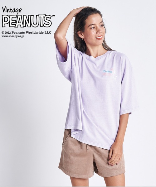 Vintage PEANUTS（ビンテージピーナッツ）の「PEANUTS TEE/ロキシースヌーピーコラボ半袖バックプリントTシャツ（Tシャツ/カットソー・レディース・パープル/ブラック/ナチュラル・SMALL/MEDIUM/LARGE）」の8枚目の写真