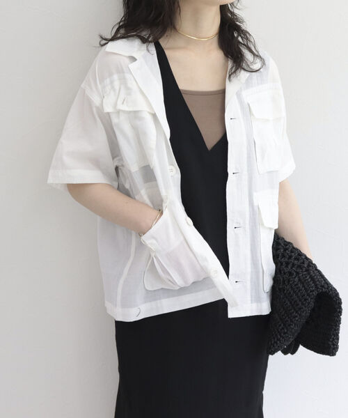 fredy repit（フレディレピ）の「ミリタリー半袖シャツブルゾン（シャツ/ブラウス・レディース・オフホワイト/ホワイト系その他2/ブラック/カーキ・38）」の5枚目の写真