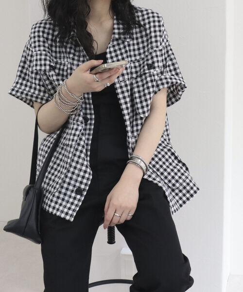 fredy repit（フレディレピ）の「ミリタリー半袖シャツブルゾン（シャツ/ブラウス・レディース・オフホワイト/ホワイト系その他2/ブラック/カーキ・38）」の10枚目の写真