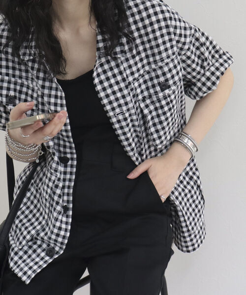 fredy repit（フレディレピ）の「ミリタリー半袖シャツブルゾン（シャツ/ブラウス・レディース・オフホワイト/ホワイト系その他2/ブラック/カーキ・38）」の15枚目の写真
