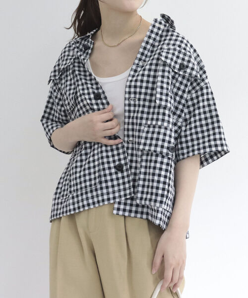 fredy repit（フレディレピ）の「ミリタリー半袖シャツブルゾン（シャツ/ブラウス・レディース・オフホワイト/ホワイト系その他2/ブラック/カーキ・38）」の11枚目の写真