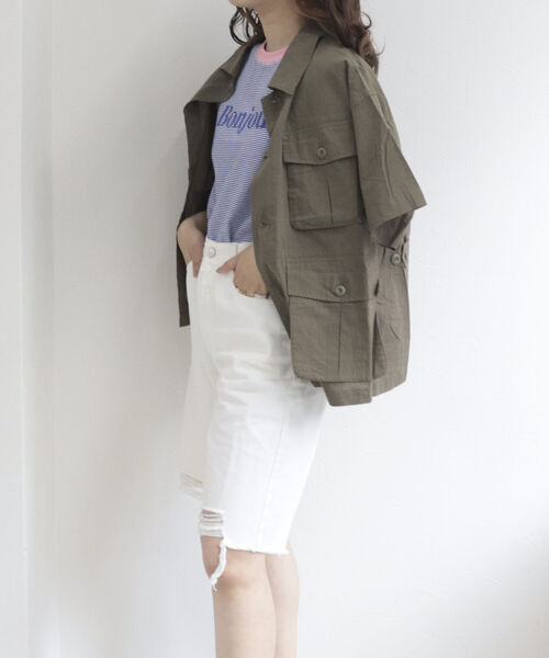 fredy repit（フレディレピ）の「ミリタリー半袖シャツブルゾン（シャツ/ブラウス・レディース・オフホワイト/ホワイト系その他2/ブラック/カーキ・38）」の12枚目の写真