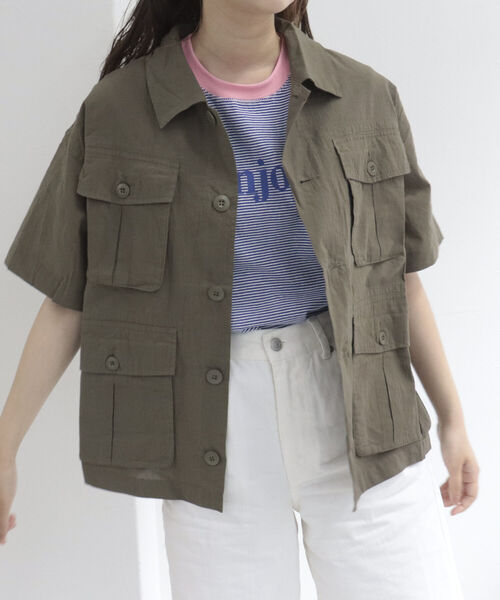 fredy repit（フレディレピ）の「ミリタリー半袖シャツブルゾン（シャツ/ブラウス・レディース・オフホワイト/ホワイト系その他2/ブラック/カーキ・38）」の17枚目の写真