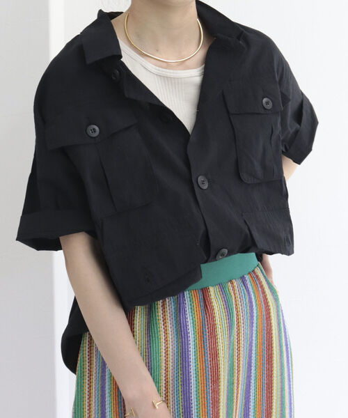 fredy repit（フレディレピ）の「ミリタリー半袖シャツブルゾン（シャツ/ブラウス・レディース・オフホワイト/ホワイト系その他2/ブラック/カーキ・38）」の3枚目の写真