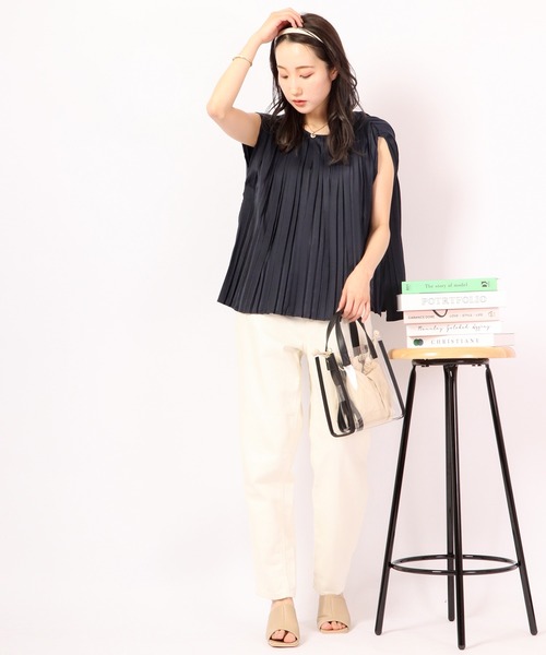 Anna Nicola(アンナニコラ)の「Anna Nicola プリーツ フレンチスリーブ ブラウス(シャツ/ブラウス・レディース・ベージュ/ネイビー/ピンク/ライトグリーン・38)」の11枚目の写真