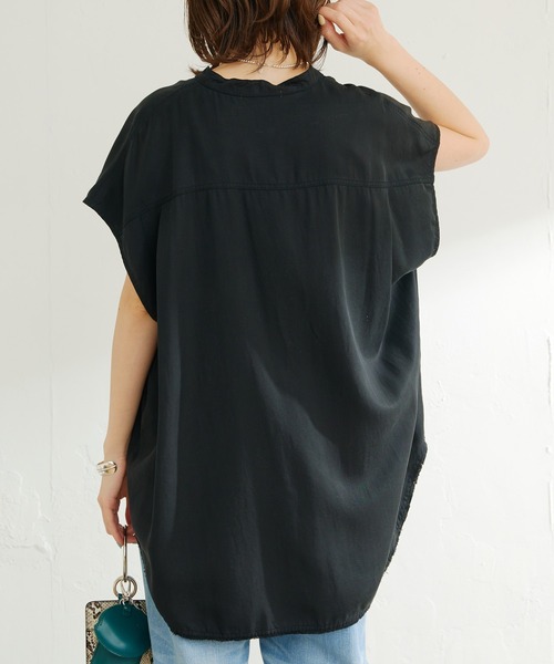 COLLAGE GALLARDAGALANTE（コラージュガリャルダガランテ）の「ワークベストっぽくも使える/テンセルフレンチシャツ（シャツ/ブラウス・レディース・ブラック/カーキ・FREE）」の16枚目の写真