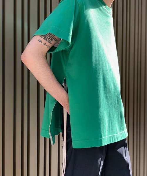 Toironier（トワロニエ）の「Toironier/トワロニエ/Slit Ｔ-shirt/スリットティーシャツ（Tシャツ/カットソー・メンズ・ホワイト/ブラック/グリーン/チャコール・FREE）」の11枚目の写真