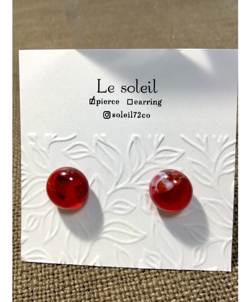 tone（トーン）の「【Le soleil】鮮やか　琉球ガラスピアス(MA)（ピアス（両耳用）・レディース・レッド/レッド系その他・FREE）」の5枚目の写真