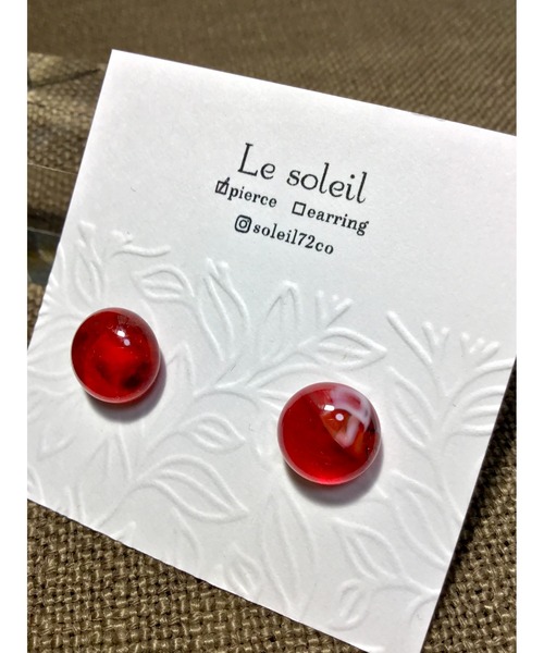 tone（トーン）の「【Le soleil】鮮やか　琉球ガラスピアス(MA)（ピアス（両耳用）・レディース・レッド/レッド系その他・FREE）」の6枚目の写真