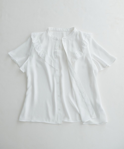 ROPE' PICNIC(ロペピクニック)の「ドット/無地フリルブラウス(シャツ/ブラウス・レディース・ブラック/ブラック系その他/ホワイト/ホワイト系その他/ブルー・38)」の14枚目の写真