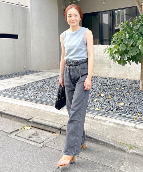 SHENERY（シーナリー）の「リブノースリーブコンパクトトップス（Tシャツ/カットソー・レディース・ブラック/ベージュ/ブルー/ボルドー・FREE）」の14枚目の写真