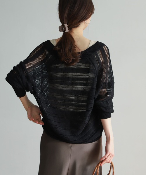 URBAN RESEARCH DOORS（アーバンリサーチドアーズ）の「透かし柄カーディガン（カーディガン/ボレロ・レディース・ブラック/ベージュ・MEDIUM）」の3枚目の写真
