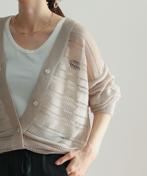 URBAN RESEARCH DOORS（アーバンリサーチドアーズ）の「透かし柄カーディガン（カーディガン/ボレロ・レディース・ブラック/ベージュ・MEDIUM）」の12枚目の写真