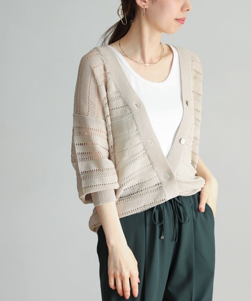 URBAN RESEARCH DOORS（アーバンリサーチドアーズ）の「透かし柄カーディガン（カーディガン/ボレロ・レディース・ブラック/ベージュ・MEDIUM）」の5枚目の写真