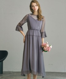 girl（ガール）の「シフォン×シアーラメチュール フレア ロング 結婚式 ワンピース パーティードレス オケージョンドレス お呼ばれ 二次会 成人式 同窓会（ドレス）」