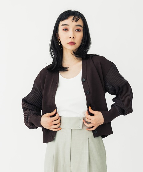 UNITED TOKYO（ユナイテッドトウキョウ）の「ウェーブデザインカーディガン（カーディガン/ボレロ・レディース・ブラック/ブラウン・FREE）」の5枚目の写真