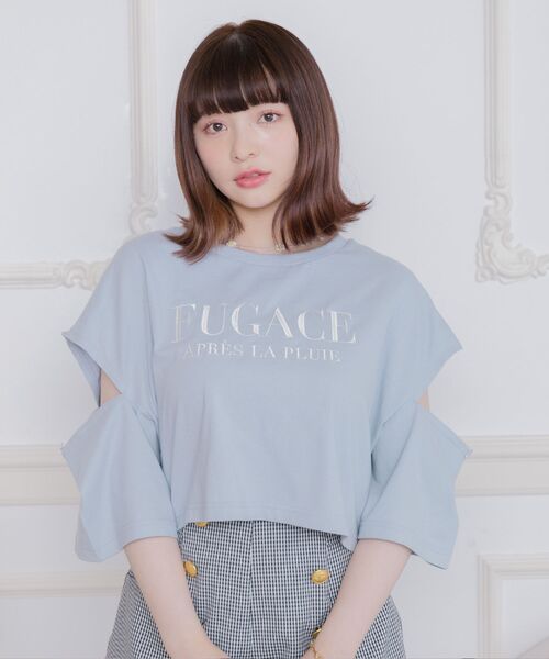 ems excite（エムズエキサイト）の「肩あきロゴ刺繍Tee（Tシャツ/カットソー・レディース・チャコールグレー/オフホワイト/ブルー・FREE）」の12枚目の写真