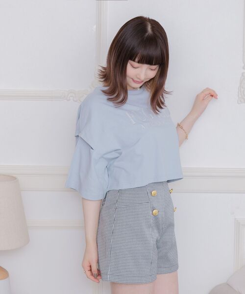 ems excite（エムズエキサイト）の「肩あきロゴ刺繍Tee（Tシャツ/カットソー・レディース・チャコールグレー/オフホワイト/ブルー・FREE）」の15枚目の写真