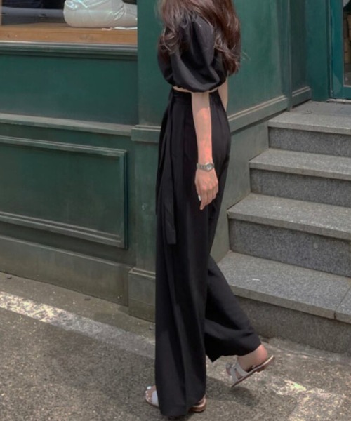 MANGROVE（マングローブ）の「ウエストリボンスラックスパンツ（スラックス・レディース・ブラック/グレー・MEDIUM/LARGE）」の4枚目の写真