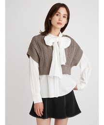 SNIDEL | ケーブルベストレイヤードボウタイブラウス(シャツ/ブラウス)