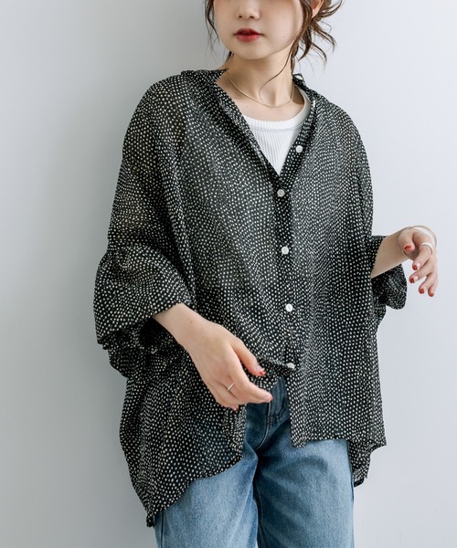 PUAL CE CIN（ピュアルセシン）の「【Du noir】ドット柄ブラウス（シャツ/ブラウス・レディース・ブラック/アイボリー・FREE）」の2枚目の写真