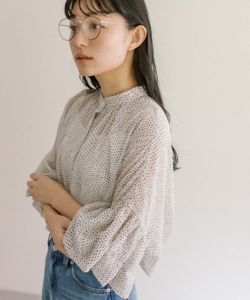 PUAL CE CIN（ピュアルセシン）の「【Du noir】ドット柄ブラウス（シャツ/ブラウス・レディース・ブラック/アイボリー・FREE）」の8枚目の写真