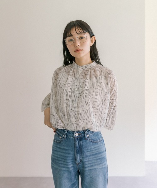 PUAL CE CIN（ピュアルセシン）の「【Du noir】ドット柄ブラウス（シャツ/ブラウス・レディース・ブラック/アイボリー・FREE）」の4枚目の写真