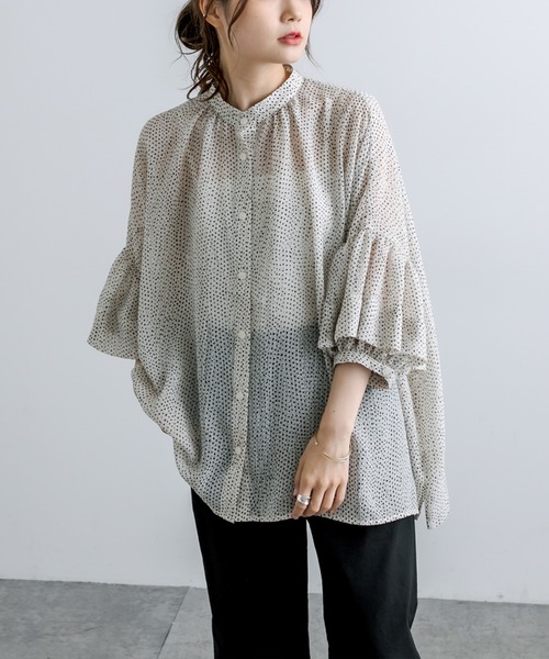 PUAL CE CIN（ピュアルセシン）の「【Du noir】ドット柄ブラウス（シャツ/ブラウス・レディース・ブラック/アイボリー・FREE）」の11枚目の写真