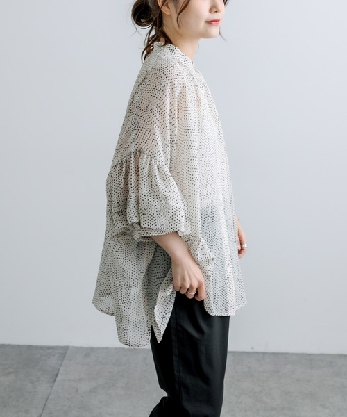 PUAL CE CIN（ピュアルセシン）の「【Du noir】ドット柄ブラウス（シャツ/ブラウス・レディース・ブラック/アイボリー・FREE）」の12枚目の写真