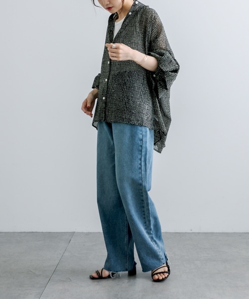 PUAL CE CIN（ピュアルセシン）の「【Du noir】ドット柄ブラウス（シャツ/ブラウス・レディース・ブラック/アイボリー・FREE）」の14枚目の写真