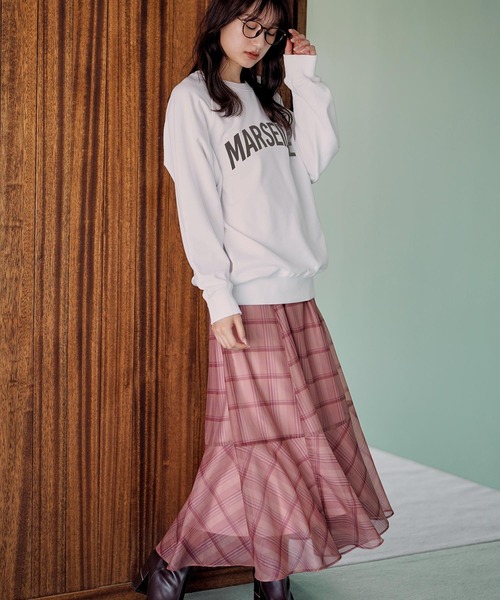 NOELA（ノエラ）の「【WEB限定】シアーチェックスカート（スカート・レディース・ベージュ/ピンク/オフホワイト・S/M）」の3枚目の写真