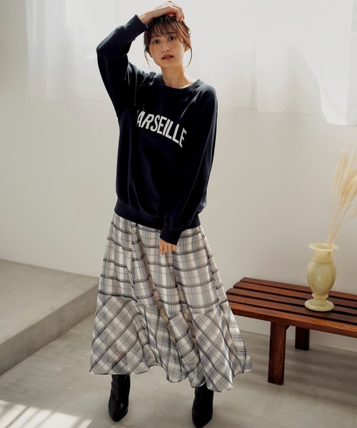 NOELA（ノエラ）の「【WEB限定】シアーチェックスカート（スカート・レディース・ベージュ/ピンク/オフホワイト・S/M）」の4枚目の写真