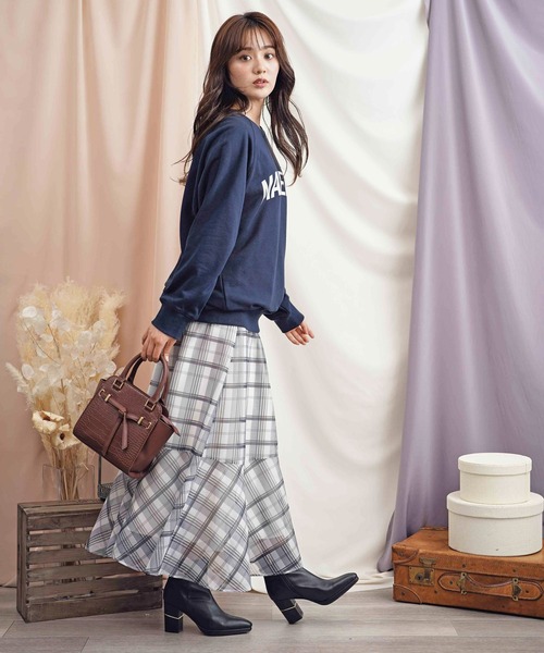 NOELA（ノエラ）の「【WEB限定】シアーチェックスカート（スカート・レディース・ベージュ/ピンク/オフホワイト・S/M）」の5枚目の写真