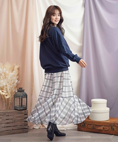 NOELA（ノエラ）の「【WEB限定】シアーチェックスカート（スカート・レディース・ベージュ/ピンク/オフホワイト・S/M）」の6枚目の写真