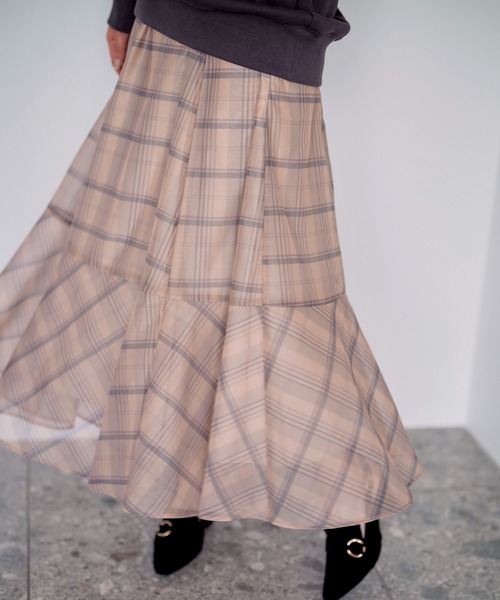 NOELA（ノエラ）の「【WEB限定】シアーチェックスカート（スカート・レディース・ベージュ/ピンク/オフホワイト・S/M）」の10枚目の写真