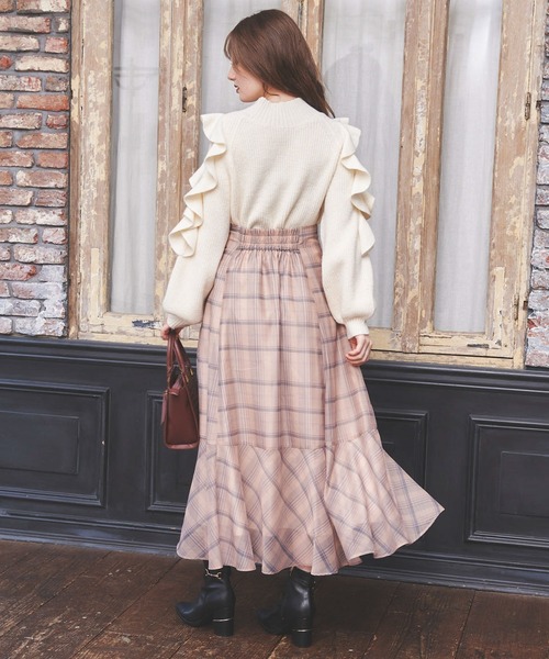 NOELA（ノエラ）の「【WEB限定】シアーチェックスカート（スカート・レディース・ベージュ/ピンク/オフホワイト・S/M）」の15枚目の写真