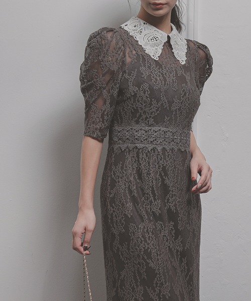 Kana（カナ）の「総レース マーメイドデザイン 襟付き 結婚式 お呼ばれ パーティー ワンピースドレス（ドレス・レディース・ブラック/ダークカーキ/ダークグレー/グリーン/アッシュブラウン/アッシュグレー・S/M/L）」の17枚目の写真