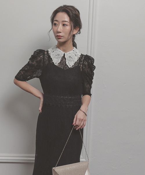 Kana（カナ）の「総レース マーメイドデザイン 襟付き 結婚式 お呼ばれ パーティー ワンピースドレス（ドレス・レディース・ブラック/ダークカーキ/ダークグレー/グリーン/アッシュブラウン/アッシュグレー・S/M/L）」の11枚目の写真