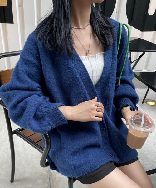 nemne store(ネンネストア)の「モヘアライク起毛カーディガン(カーディガン/ボレロ・レディース・ブラウン/ピンク/ブルー/アイボリー/ライトブルー/グリーン/ライトピンク・フリー)」の18枚目の写真