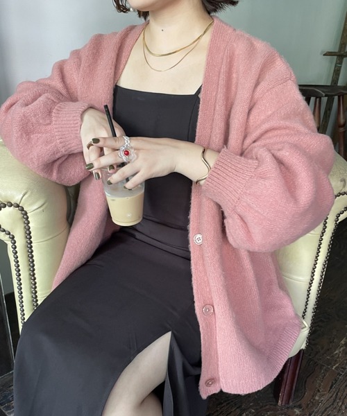 nemne store(ネンネストア)の「モヘアライク起毛カーディガン(カーディガン/ボレロ・レディース・ブラウン/ピンク/ブルー/アイボリー/ライトブルー/グリーン/ライトピンク・フリー)」の13枚目の写真