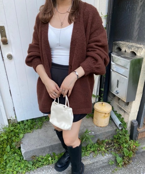 nemne store(ネンネストア)の「モヘアライク起毛カーディガン(カーディガン/ボレロ・レディース・ブラウン/ピンク/ブルー/アイボリー/ライトブルー/グリーン/ライトピンク・フリー)」の10枚目の写真