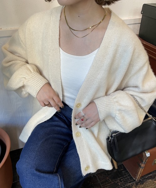 nemne store(ネンネストア)の「モヘアライク起毛カーディガン(カーディガン/ボレロ・レディース・ブラウン/ピンク/ブルー/アイボリー/ライトブルー/グリーン/ライトピンク・フリー)」の8枚目の写真