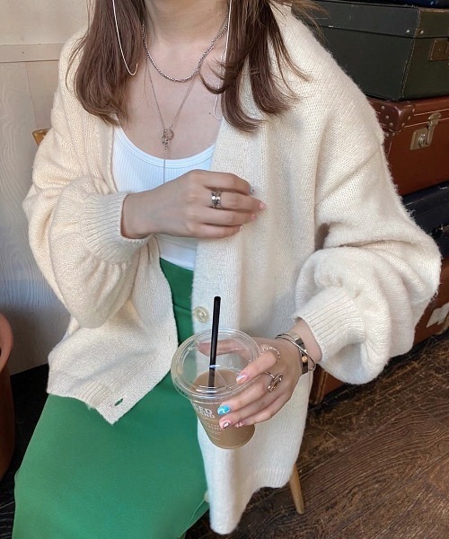 nemne store(ネンネストア)の「モヘアライク起毛カーディガン(カーディガン/ボレロ・レディース・ブラウン/ピンク/ブルー/アイボリー/ライトブルー/グリーン/ライトピンク・フリー)」の15枚目の写真