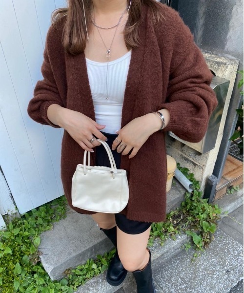 nemne store(ネンネストア)の「モヘアライク起毛カーディガン(カーディガン/ボレロ・レディース・ブラウン/ピンク/ブルー/アイボリー/ライトブルー/グリーン/ライトピンク・フリー)」の17枚目の写真