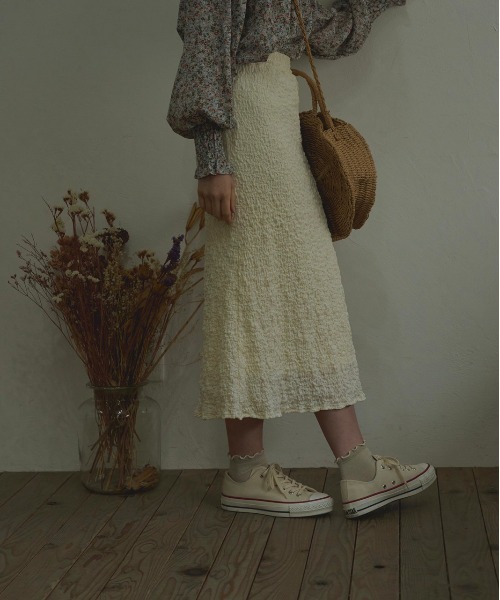 t a r o s u（タロス）の「syuwasyuwa skirt/しゅわしゅわスカート（スカート・レディース・ブルー/ホワイト/ブラウン・FREE）」の13枚目の写真