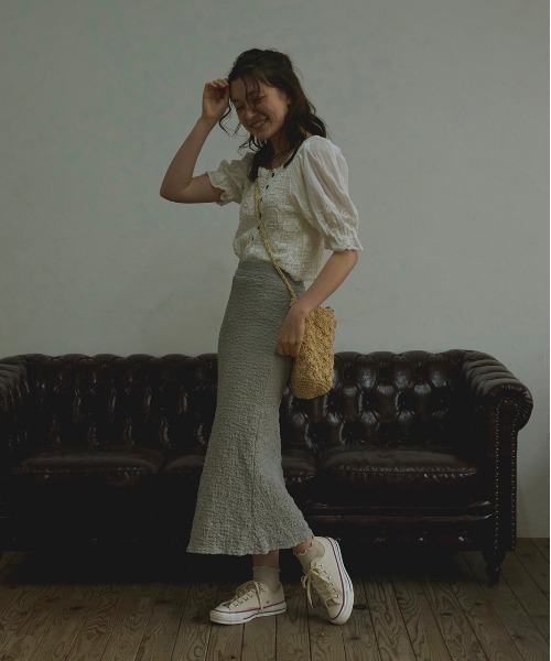 t a r o s u（タロス）の「syuwasyuwa skirt/しゅわしゅわスカート（スカート・レディース・ブルー/ホワイト/ブラウン・FREE）」の10枚目の写真