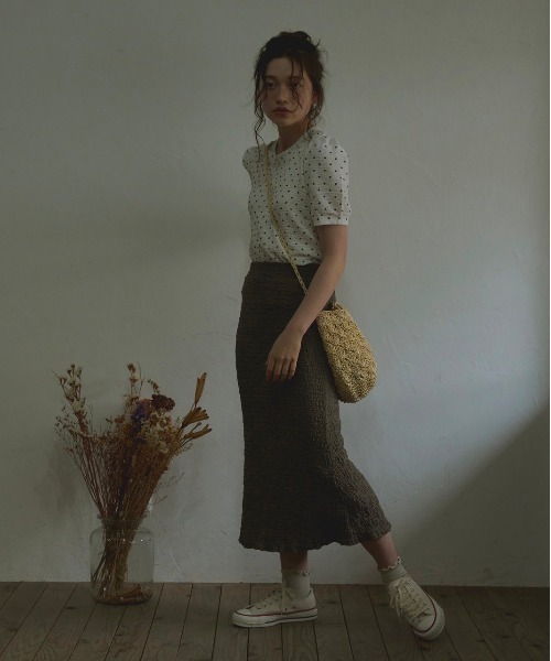 t a r o s u（タロス）の「syuwasyuwa skirt/しゅわしゅわスカート（スカート・レディース・ブルー/ホワイト/ブラウン・FREE）」の15枚目の写真