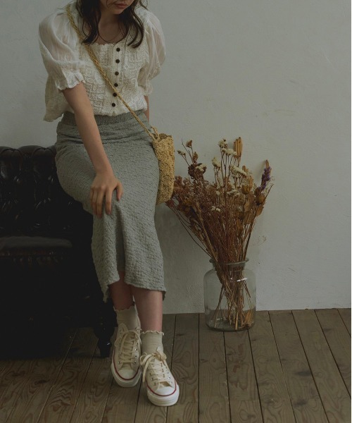 t a r o s u（タロス）の「syuwasyuwa skirt/しゅわしゅわスカート（スカート・レディース・ブルー/ホワイト/ブラウン・FREE）」の7枚目の写真